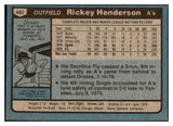 1980 Topps Baseball #482 Rickey Henderson A's EX 476804