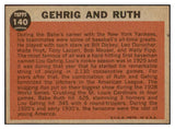 1962 Topps Baseball #140 Babe Ruth Lou Gehrig EX-MT 476858