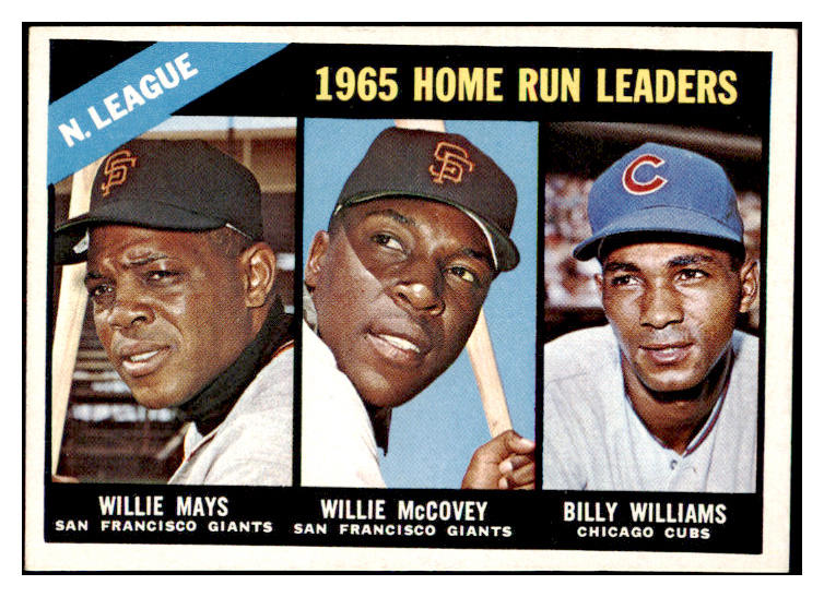 1966 Topps Baseball #217 N.L. Home Run Leaders Willie Mays EX 476911