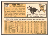 1963 Topps Baseball #545 Jose Pagan Giants NR-MT 477127