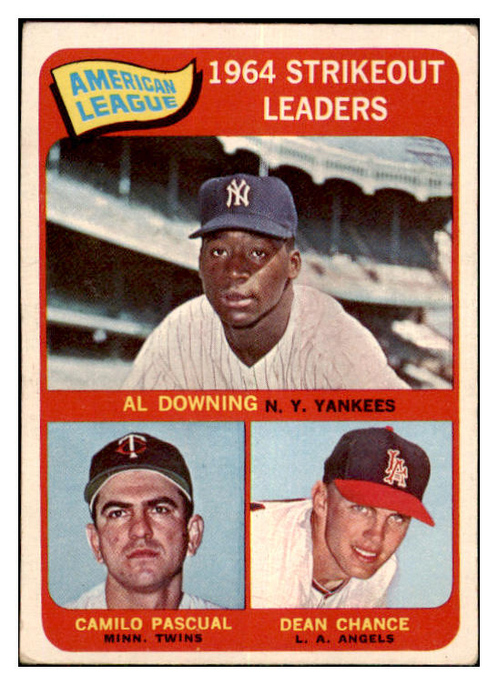 1965 Topps Baseball #011 A.L. Strike Out Leaders Dean Chance EX 477304