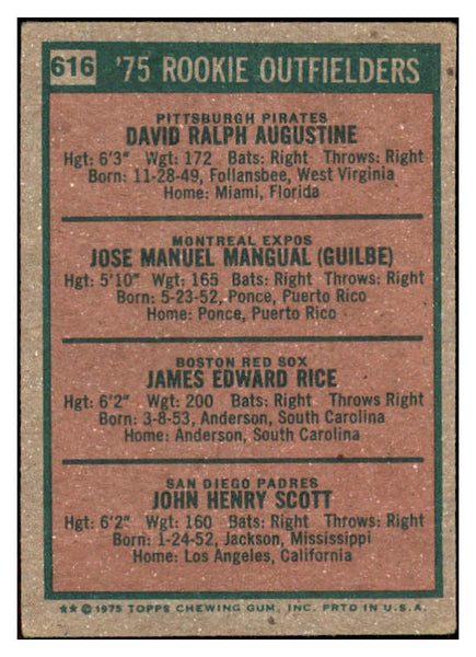 1975 Topps Baseball #616 Jim Rice Red Sox VG 477568