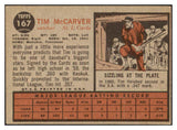 1962 Topps Baseball #167 Tim McCarver Cardinals VG-EX 477636