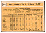 1963 Topps Baseball #312 Houston Colt .45s Team VG-EX 477650