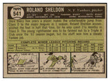 1961 Topps Baseball #541 Roland Sheldon Yankees EX-MT 477753