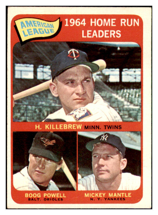 1965 Topps Baseball #003 A.L. Home Run Leaders Mickey Mantle EX+/EX-MT 477863