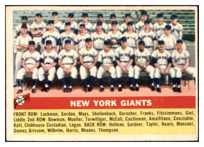 1956 Topps Baseball #226 New York Giants Team EX-MT 477911