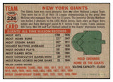 1956 Topps Baseball #226 New York Giants Team EX-MT 477911