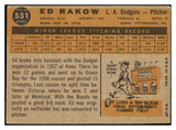 1960 Topps Baseball #551 Ed Rakow Dodgers VG-EX 478129