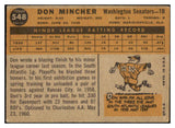 1960 Topps Baseball #548 Don Mincher Senators VG-EX 478166