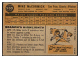 1960 Topps Baseball #530 Mike McCormick Giants VG-EX 478247