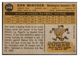 1960 Topps Baseball #548 Don Mincher Senators VG 478457