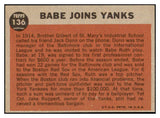 1962 Topps Baseball #136 Babe Ruth Yankees EX-MT 478698