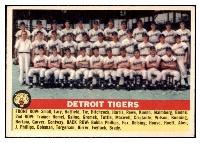 1956 Topps Baseball #213 Detroit Tigers Team EX-MT 478857