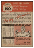 1953 Topps Baseball #150 Harry Simpson Indians EX-MT 478877