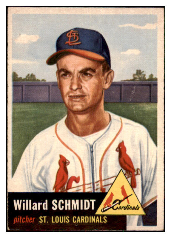 1953 Topps Baseball #168 Willard Schmidt Cardinals EX-MT 478882