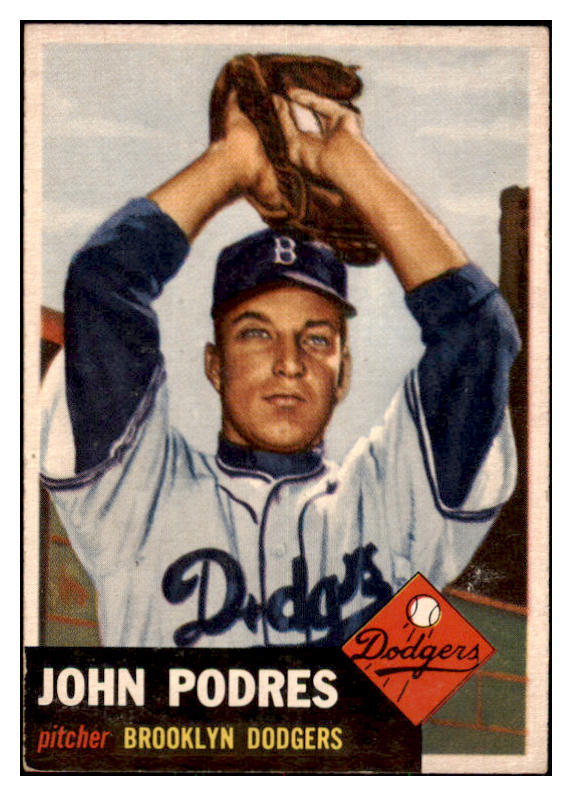 1953 Topps Baseball #263 Johnny Podres Dodgers VG-EX 478902