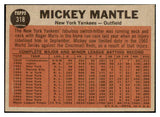 1962 Topps Baseball #318 Mickey Mantle IA Yankees VG-EX 479086