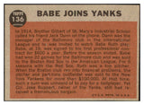 1962 Topps Baseball #135 Babe Ruth Yankees VG-EX 479089