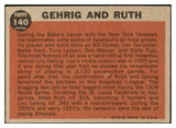 1962 Topps Baseball #140 Babe Ruth Lou Gehrig VG-EX 479094