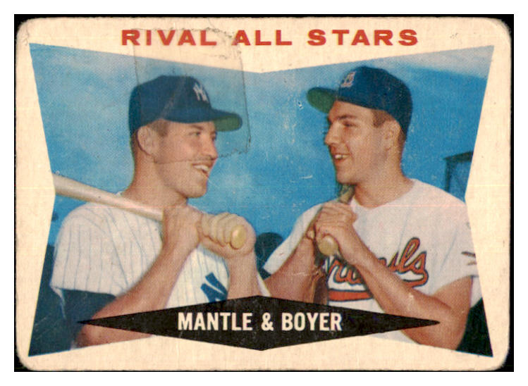 1960 Topps Baseball #160 Mickey Mantle Ken Boyer Good 479117