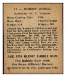 1948 Bowman Baseball #011 Johnny Lindell Yankees VG-EX 479289