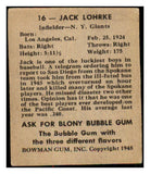 1948 Bowman Baseball #016 Jack Lohrke Giants EX 479290