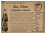 1958 Hires #031 Ron Kline Pirates EX-MT No Tab 479494