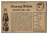 1958 Hires #053 Sammy White Red Sox EX-MT No Tab 479527