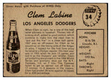 1958 Hires #034 Clem Labine Dodgers VG-EX No Tab 479532