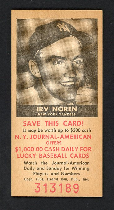 1954 New York Journal American Irv Noren Yankees NR-MT 479550
