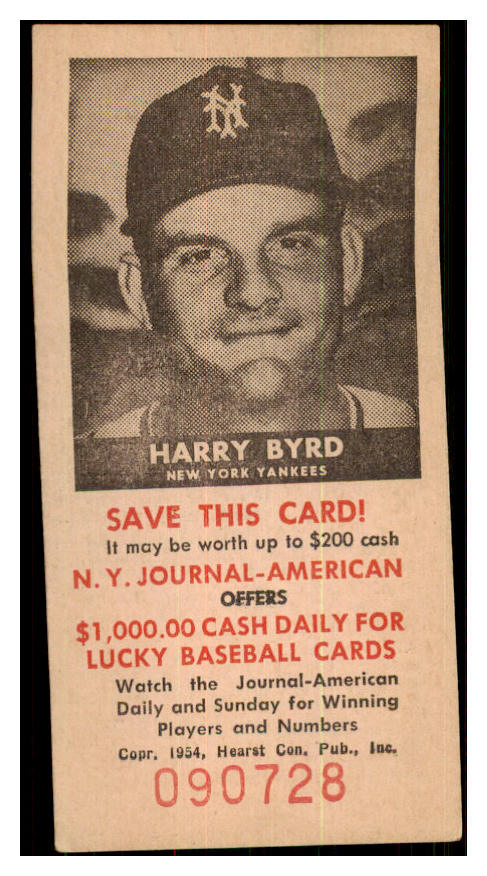 1954 New York Journal American Harry Byrd Yankees NR-MT 479551