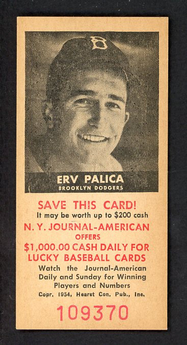 1954 New York Journal American Erv Palica Dodgers NR-MT 479553