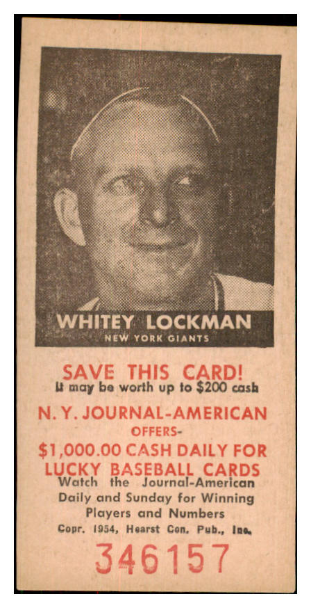 1954 New York Journal American Whitey Lockman Giants NR-MT 479555