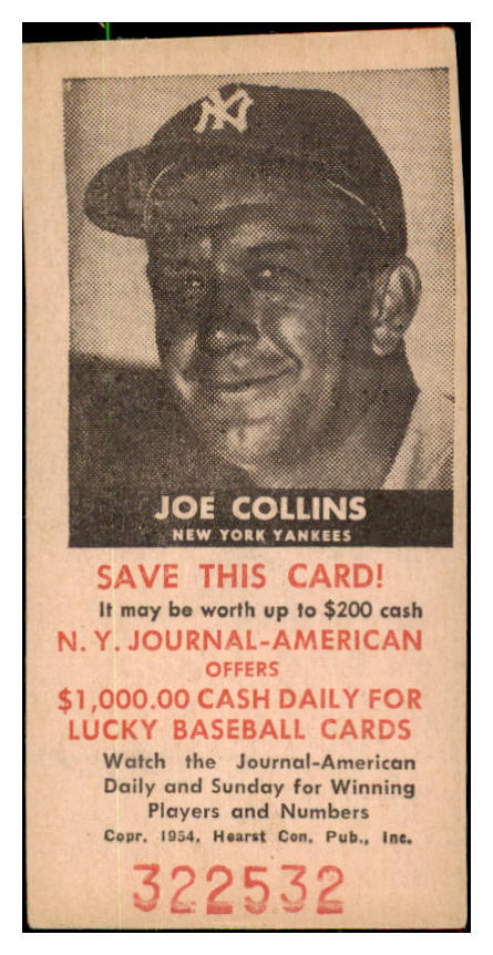1954 New York Journal American Joe Collins Yankees EX-MT 479557
