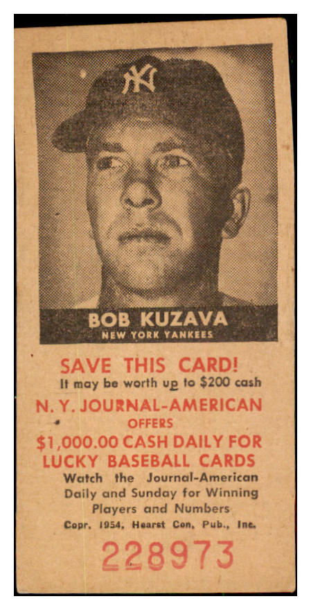 1954 New York Journal American Bob Kuzava Yankees EX-MT 479558