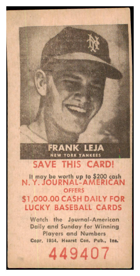 1954 New York Journal American Frank Leja Yankees EX-MT 479560