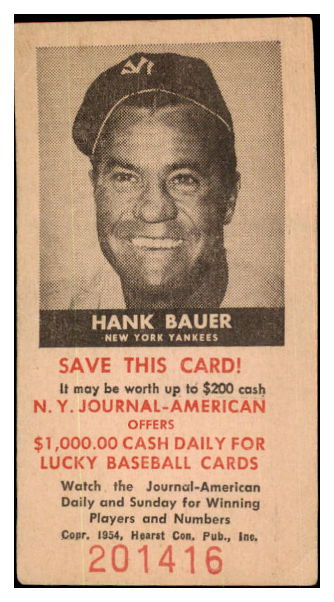1954 New York Journal American Hank Bauer Yankees EX 479573