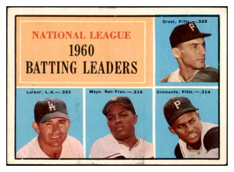 1961 Topps Baseball #041 N.L. Batting Leaders Clemente Mays EX 479727