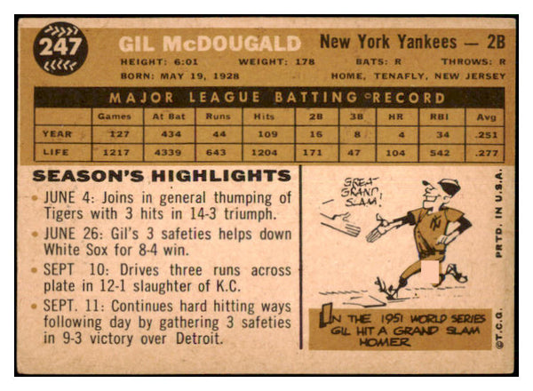 1960 Topps Baseball #247 Gil McDougald Yankees VG-EX 479753