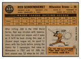1960 Topps Baseball #335 Red Schoendienst Braves EX-MT 479892