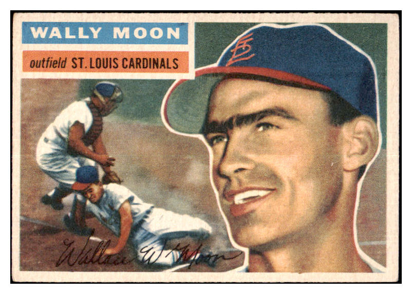 1956 Topps Baseball #055 Wally Moon Cardinals EX White 480294