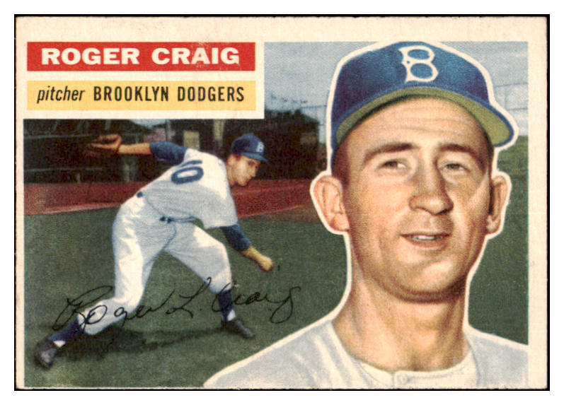 1956 Topps Baseball #063 Roger Craig Dodgers EX White 480301