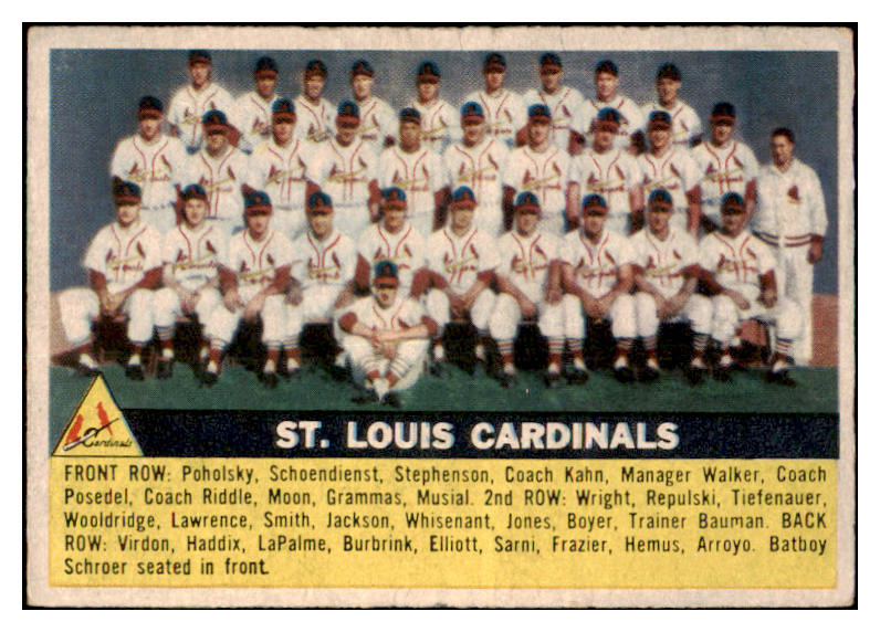 1956 Topps Baseball #134 St. Louis Cardinals Team VG-EX Gray 480312