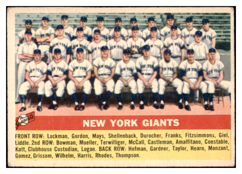 1956 Topps Baseball #226 New York Giants Team VG-EX 480314