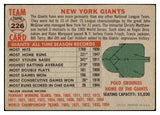 1956 Topps Baseball #226 New York Giants Team VG-EX 480314