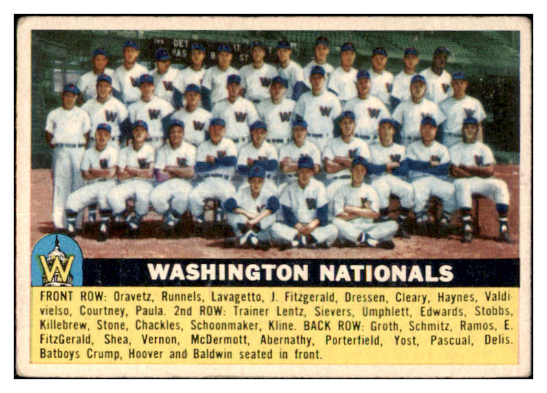 1956 Topps Baseball #146 Washington Senators Team VG-EX Gray 480315