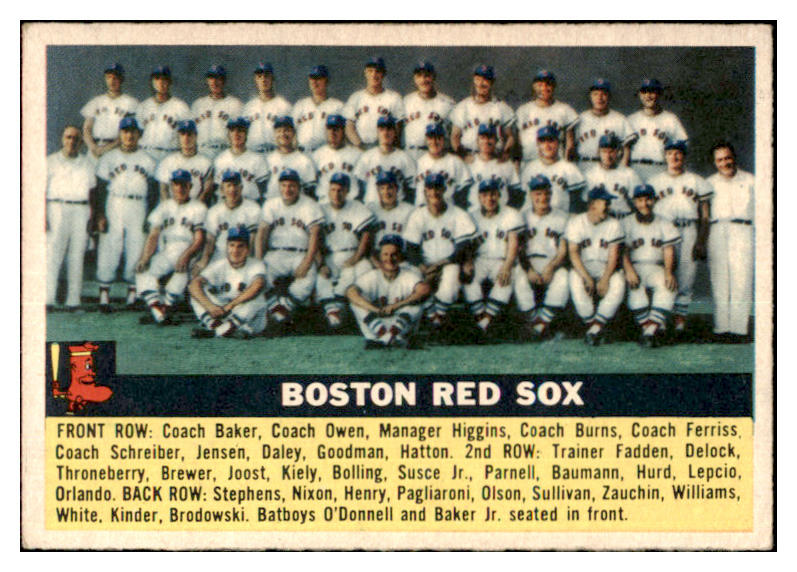 1956 Topps Baseball #111 Boston Red Sox Team EX-MT Gray 480335