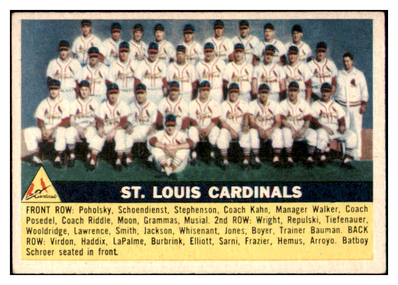1956 Topps Baseball #134 St. Louis Cardinals Team EX-MT Gray 480337