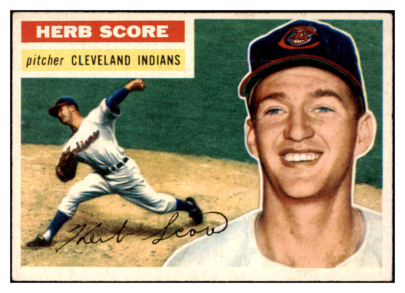 1956 Topps Baseball #140 Herb Score Indians EX-MT Gray 480348